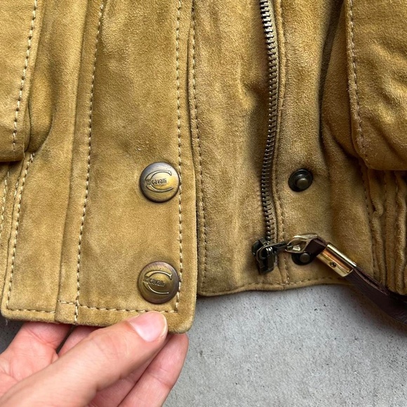 vintage Y2K Roberto Cavalli ‘just cavalli’ suede bomber w sheepskin collar - Picture 7 of 10